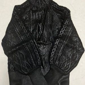 Express mock turtleneck black metallic foil sweater